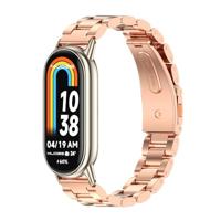 By Qubix - Stalen schakelband - Rosé goud - Compatible met Xiaomi Smart Band 8 & 9 - Compatible Xiaomi bandje