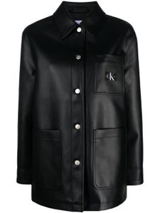 Calvin Klein Jeans veste en cuir artificiel à patch logo - Noir