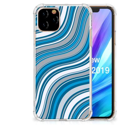 Apple iPhone 11 Pro Doorzichtige Silicone Hoesje Waves Blue Apple iPhone 11 Pro Doorzichtige Silicone Hoesje Waves Blue