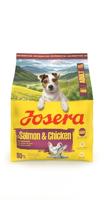 JOSERA Mini Adult Zalm & Kip (1 x 900 g) | Premium droogvoer voor volwassen honden van kleine rassen | met biotine | kleine kroketten | met heerlijk sauspoeder ook nat te voeren | 1 stuk