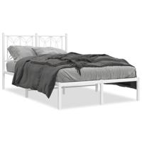 Bedframe met hoofdbord metaal wit 120x190 cm