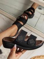 Casual Pu Plain Summer Slide Sandals