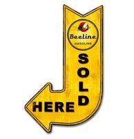 Beeline Gasoline Sold Here Arrow Zwaar Metalen Bord 63 x 37,5 cm