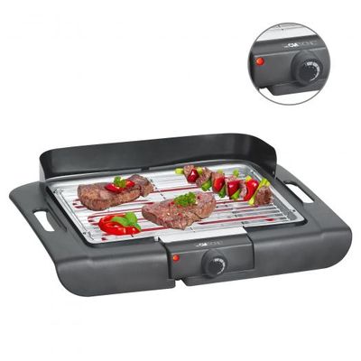 Clatronic BQ3507 Tafelgrill Elektrisch Met windbescherming, Met handmatige temperatuursinstelling Zwart