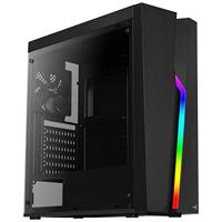 Aerocool Bolt Mid-Tower RGB PC Gaming Case, ATX, Full Acrylic Side Panel, RGB LED Strip Included, 13 Lighting Modes, 1 x 120mm Black Fan Included, High Performance Mid - Tower Case , Black