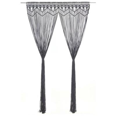 vidaXL Gordijn macramé 140x240 cm katoen antraciet vidaXL Gordijn macramé 140x240 cm katoen antraciet