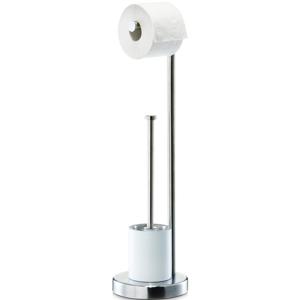 Zeller Toiletborstel - met houder - zilverkleurig - 60 cm