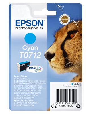 Epson Singlepack Cyan T0712 DURABrite Ultra Ink Epson Singlepack Cyan T0712 DURABrite Ultra Ink
