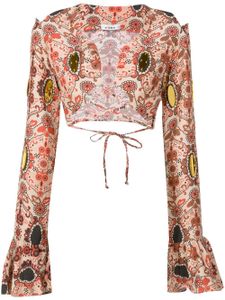 Amir Slama blouse fleurie à manches évasées - Multicolore