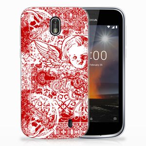 Silicone Back Case Nokia 1 Angel Skull Rood