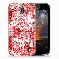 Silicone Back Case Nokia 1 Angel Skull Rood