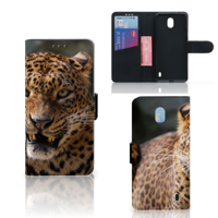Nokia 1 Plus Telefoonhoesje met Pasjes Luipaard