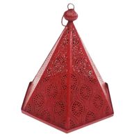 Metalen Theelichthouder Pentagon Piramide Rood