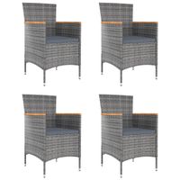 Tuinstoelen 4 st poly rattan grijs - thumbnail