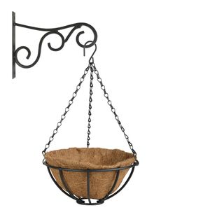 Hanging basket 25 cm met metalen muurhaak en kokos inlegvel