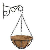 Hanging basket 25 cm met metalen muurhaak en kokos inlegvel - thumbnail