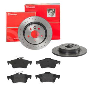 Remmenset, remschijf BREMBO, Remschijftype: Geperforeerd, Inbouwplaats: Achteras: , u.a. für Volvo