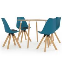 vidaXL 5-delige Eethoek zwart en turquoise