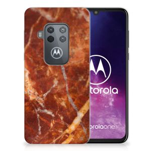 Motorola One Zoom TPU Siliconen Hoesje Marmer Bruin