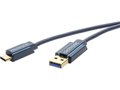 clicktronic USB 3.0 Aansluitkabel [1x USB 3.0 stekker A - 1x USB-C stekker] 2.00 m