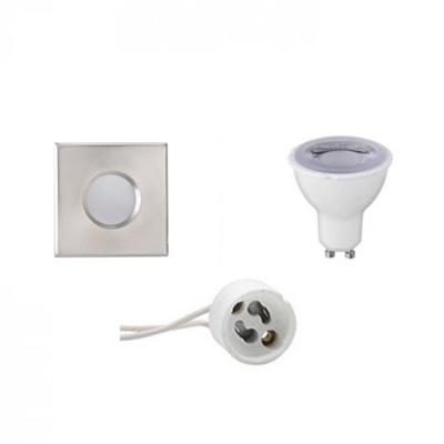 LED Spot Set - Aigi - GU10 Fitting - Waterdicht IP65 - Dimbaar - Inbouw Vierkant - Mat Chroom - 6W - Helder/Koud Wit LED Spot Set - Aigi - GU10 Fitting - Waterdicht IP65 - Dimbaar - Inbouw Vierkant - Mat Chroom - 6W - Helder/Koud Wit