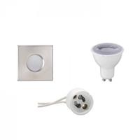 LED Spot Set - Aigi - GU10 Fitting - Waterdicht IP65 - Dimbaar - Inbouw Vierkant - Mat Chroom - 6W - Helder/Koud Wit