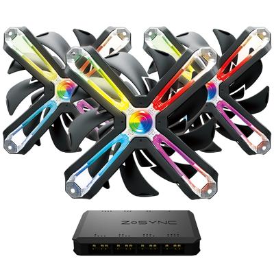 ZM-SF120A3 - Ventilatorhuis - 120 mm - Z-Sync ARGB - 3-pak incl. Z-Sync controller - zwart