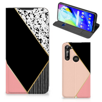 Motorola Moto G8 Power Stand Case Zwart Roze Vormen