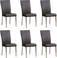 Set van 6 Donkergrijze leren moderne eetkamerstoelen Daily - poot vierkant rvs - Toledo Leer Antracite (donkergrijs leer) - thumbnail