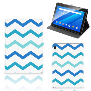 Lenovo Tab E10 Tablet Hoes Zigzag Blauw