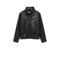 Mango imitatieleren jasje zwart