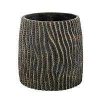 PTMD Numayla Black cement pot wavy pattern round XL - thumbnail