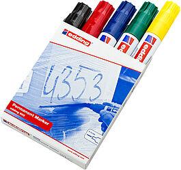 Edding 800 permanente marker Beitelvormige punt Zwart, Blauw, Groen, Rood, Geel 5 stuk(s)