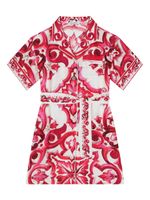 Dolce & Gabbana Kids robe-chemise ceinturée à imprimé Majolica - Blanc - thumbnail