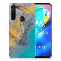 Motorola Moto G8 Power TPU Siliconen Hoesje Marble Blue Gold - thumbnail