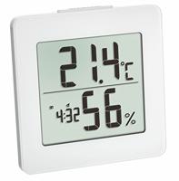 TFA Dostmann digitale thermo-hygrometer, 30.5033.02, binnentemperatuur en luchtvochtigheid, max / min waarde, tijd en datum, wekalarm met snooze functie, wit, (L) 94 x (B) 37 x (H) 94 mm