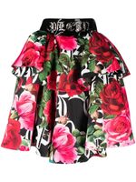 Philipp Plein jupe Blossom à fleurs - Noir - thumbnail