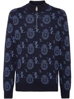 Billionaire pull à motif monogrammé en jacquard - Bleu