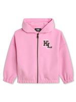 Karl Lagerfeld Kids hoodie zippé à logo imprimé - Rose