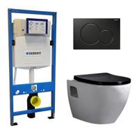 Geberit Toiletset Daley Flatline Zwart Rimfree Softclose Toiletbril Sigma Sigma 01 Zwart