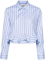 SANDRO ruffled-detailing striped shirt - Bleu - thumbnail