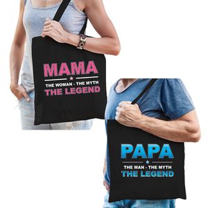 Mama en Papa the legend tasje - Vaderdag en moederdag cadeau   -