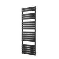 Vipera Vulcan enkele handdoekradiator 60 x 180 cm centrale verwarming mat zwart zij- en middenaansluiting 1.320W