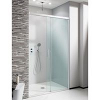 Crosswater Design S softclose schuifdeur 150x195cm helder veiligheidsglas zilver profiel DSLSC1500