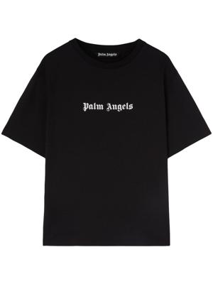 Palm Angels T-shirt met logoprint - Zwart