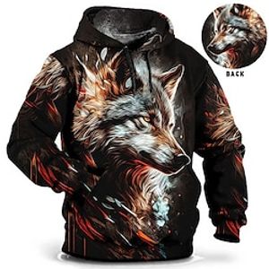 dier Wolf Voor heren Dagelijks 3D-afdrukken Trui met capuchon Feestdagen Uitgaan Streetwear Hoodies Rood blauw Lange mouw Capuchon Afdrukken Lente Herfst Ontwerper Sweatshirt met capuchon Lightinthebox