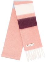 Marni écharpe frangée à patch logo - Rose