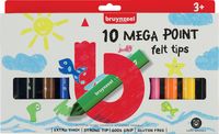 Bruynzeel Kids viltstiften Mega Point, blister van 10 geassorteerde kleuren