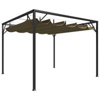 VidaXL Tuinprieel met uittrekbaar dak 180 g/m² 3x3 m taupe