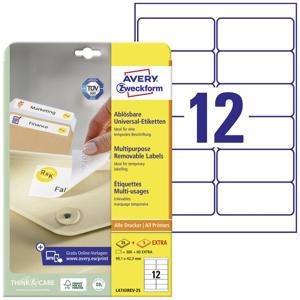 Avery-Zweckform L4743REV-25 Universele etiketten 99.1 x 42.3 mm Papier Wit 360 stuk(s) Weer verwijderbaar Inkjet, Laser (zwart/wit), Laser (kleur), Kopiëren